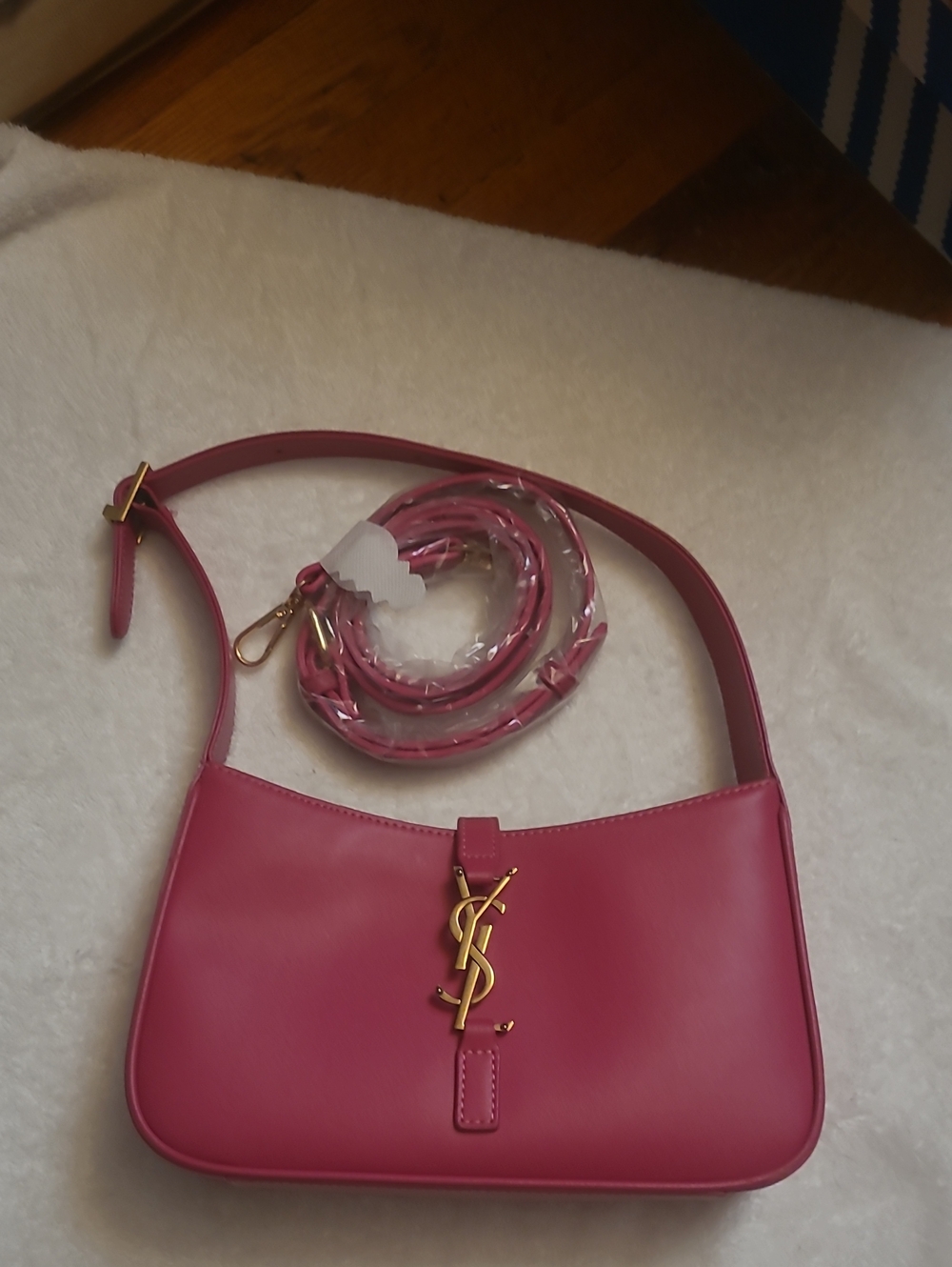 Saint Laurent Inspired Pink Shoulder Bag with Gold Logo
